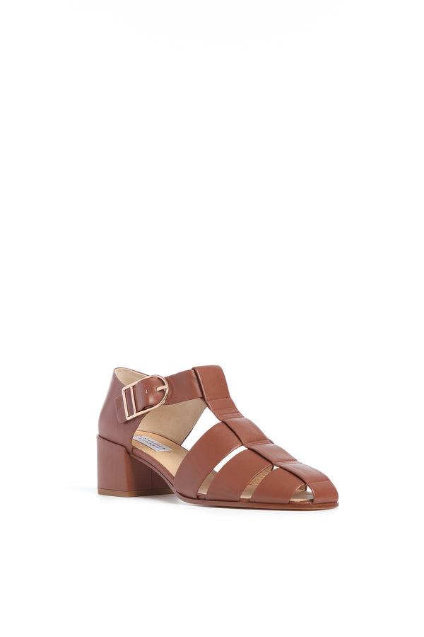Gabriela Hearst Lyle Block Heel Pump In Cognac Nappa Leather
