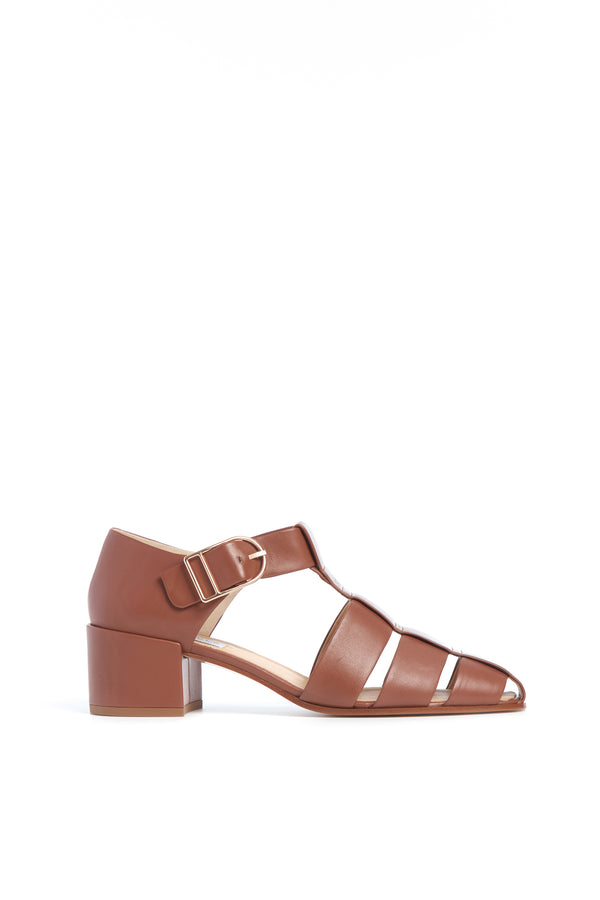gabriela hearst Lyle Block Heel Pump in Cognac Nappa Leather