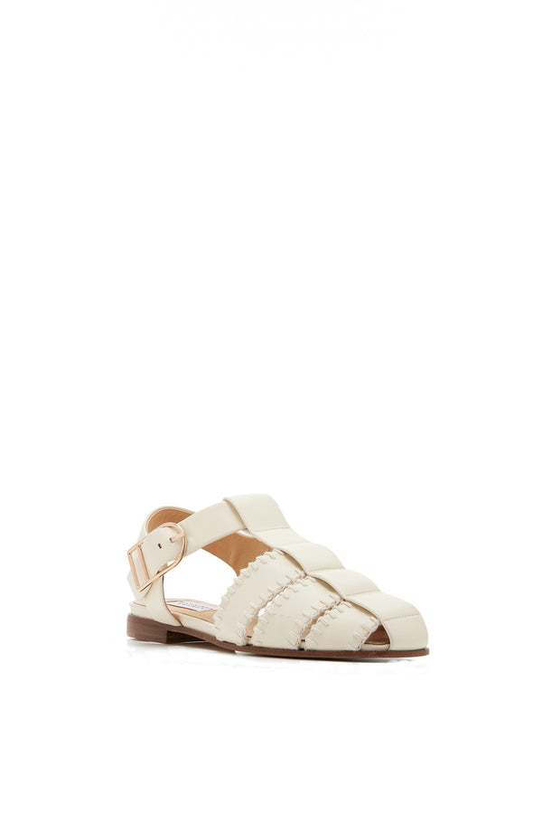 Gabriela Hearst Lynn Flat Sandal In Cream Nappa Leather With Stitch