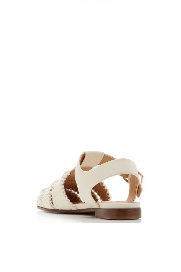 Gabriela Hearst Lynn Flat Sandal In Cream Nappa Leather With Stitch