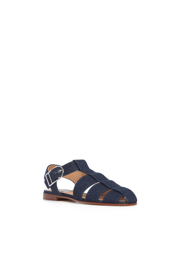 Gabriela Hearst Lynn Flat Sandal In Organic Raw Denim