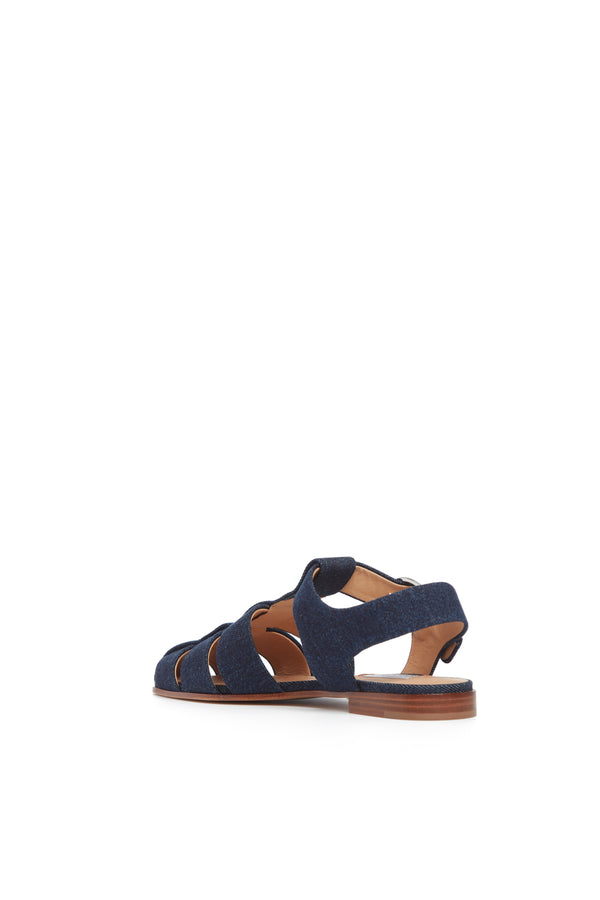 Gabriela Hearst Lynn Flat Sandal In Organic Raw Denim