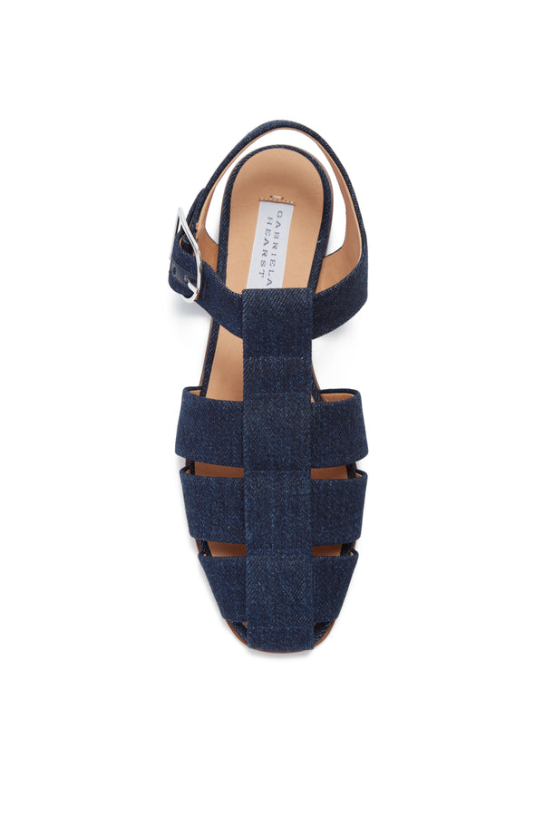 Gabriela Hearst Lynn Flat Sandal In Organic Raw Denim