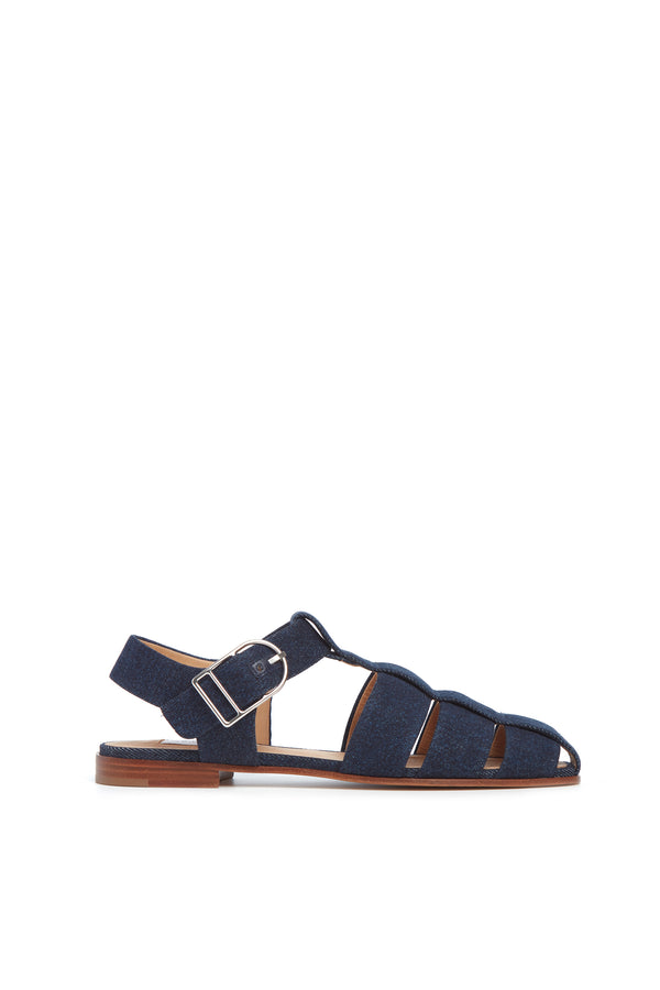 Gabriela Hearst Lynn Flat Sandal In Organic Raw Denim