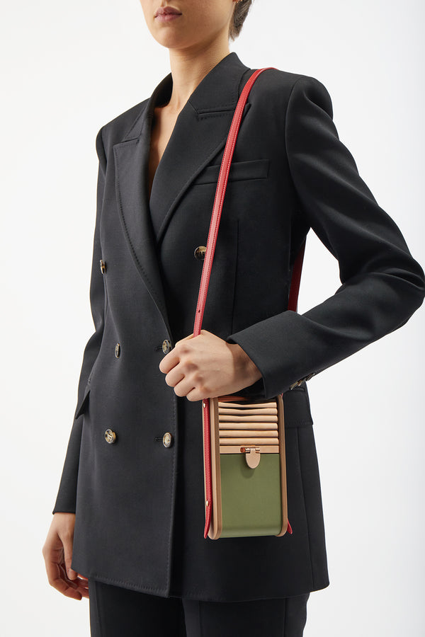 Gabriela Hearst Mabel Crossbody Phone Case In Green Nude & Red Nappa Leather