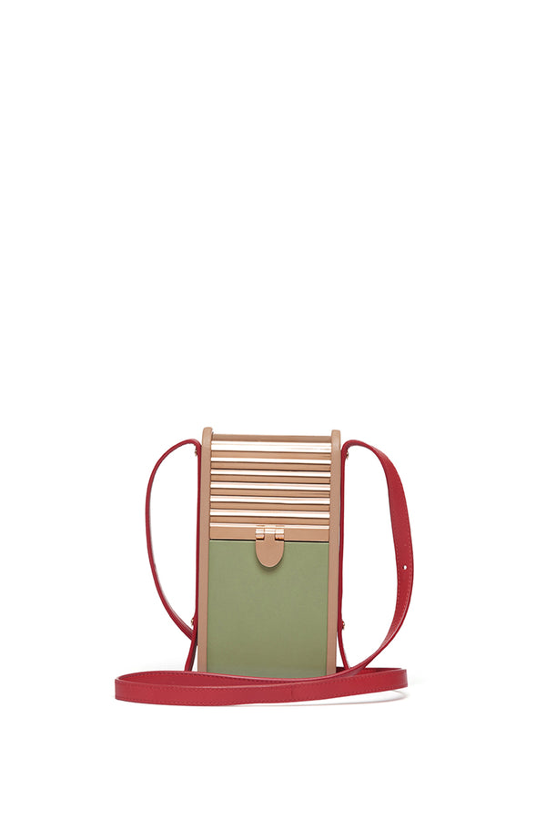 Gabriela Hearst Mabel Crossbody Phone Case In Green Nude & Red Nappa Leather