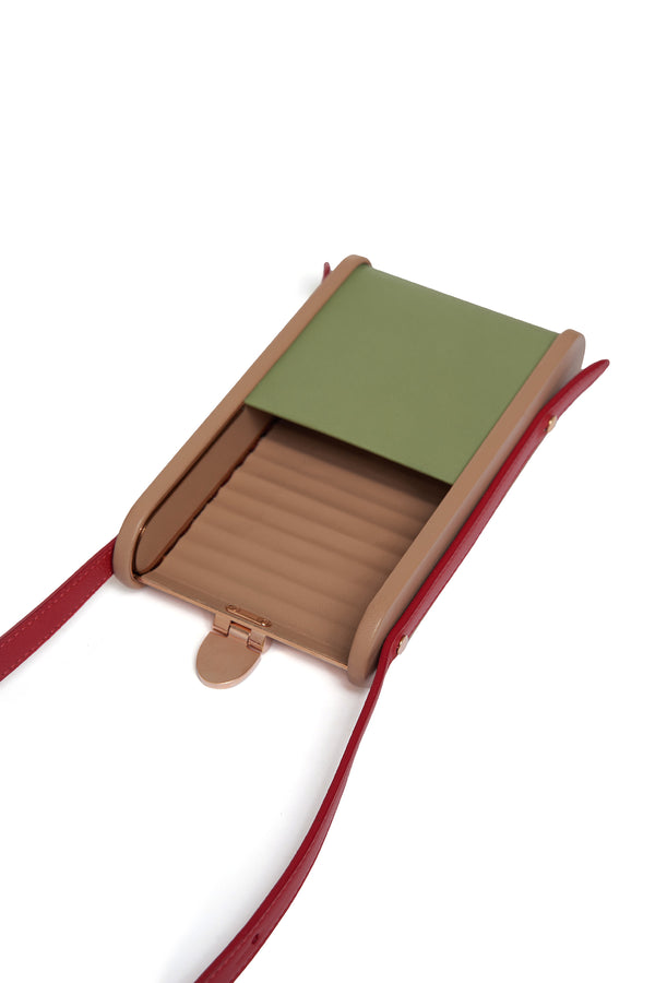 Gabriela Hearst Mabel Crossbody Phone Case In Green Nude & Red Nappa Leather