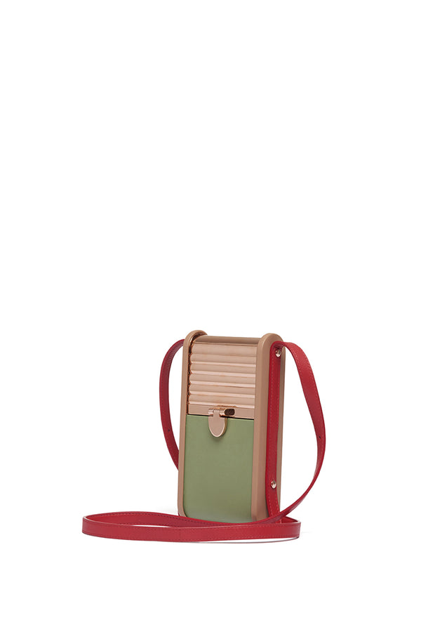 gabriela hearst Mabel Crossbody Phone Case in Green Nude & Red Nappa Leather
