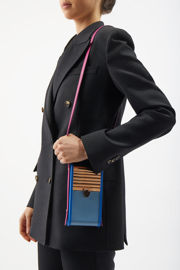 Gabriela Hearst Mabel Crossbody Phone Case In Pale Blue Cobalt & Violet Nappa Leather