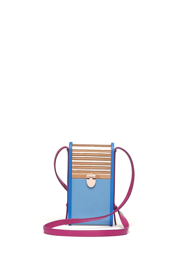 Gabriela Hearst Mabel Crossbody Phone Case In Pale Blue Cobalt & Violet Nappa Leather