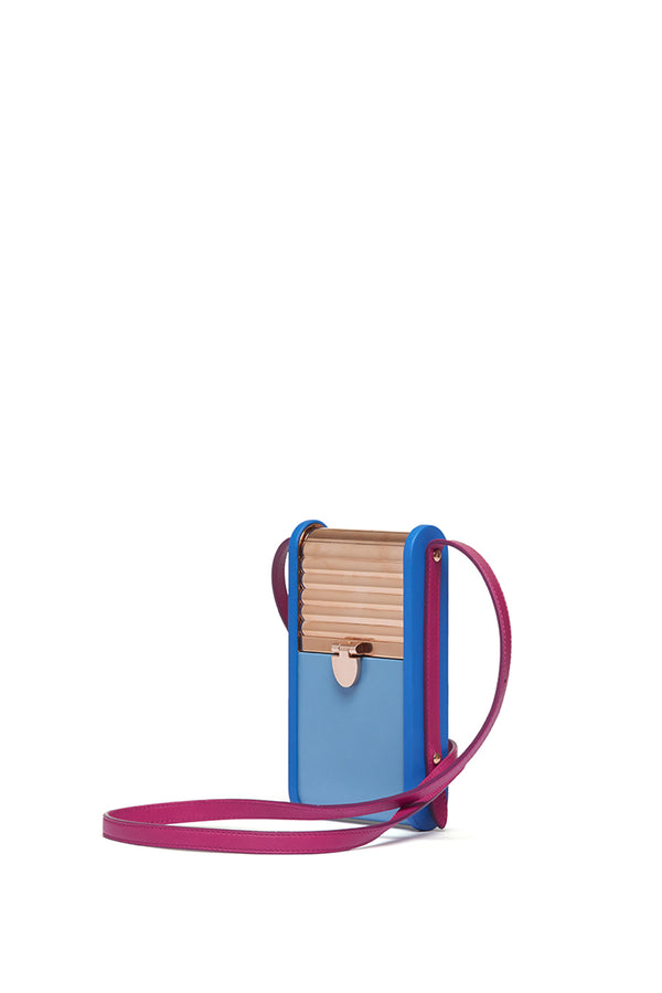 gabriela hearst Mabel Crossbody Phone Case in Pale Blue Cobalt & Violet Nappa Leather