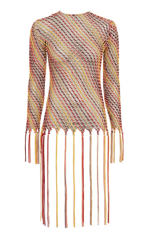 gabriela hearst Macaria Fringe Macrame Top in Multi Silk
