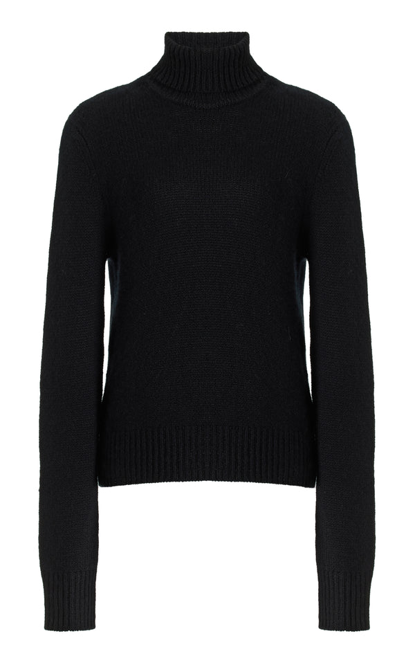 gabriela hearst Madden Knit Turtleneck Sweater in Black Cashmere