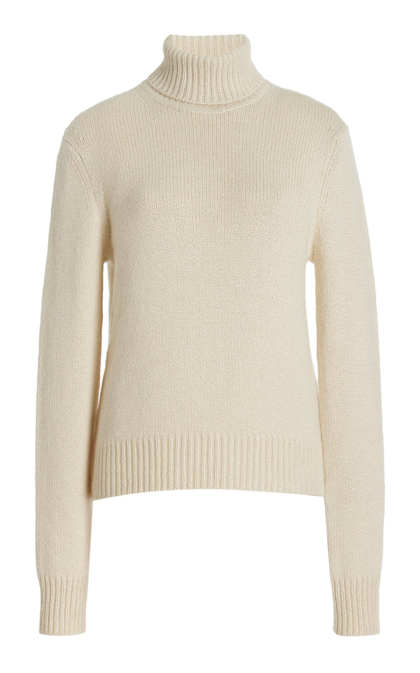 gabriela hearst Madden Knit Turtleneck Sweater in Ivory Cashmere