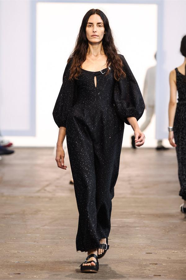 Gabriela Hearst Madyn Sequin Maxi Dress In Black Virgin Wool