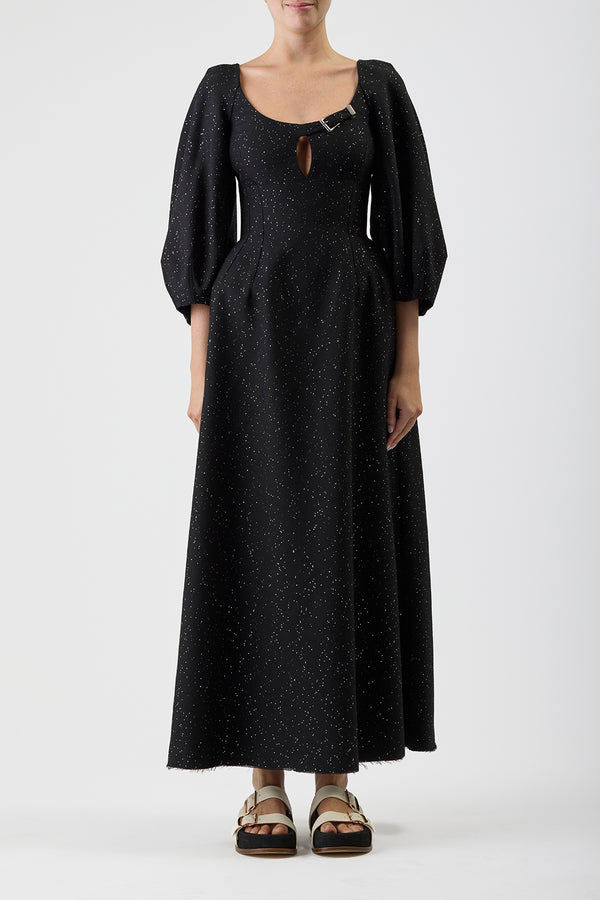 Gabriela Hearst Madyn Sequin Maxi Dress In Black Virgin Wool