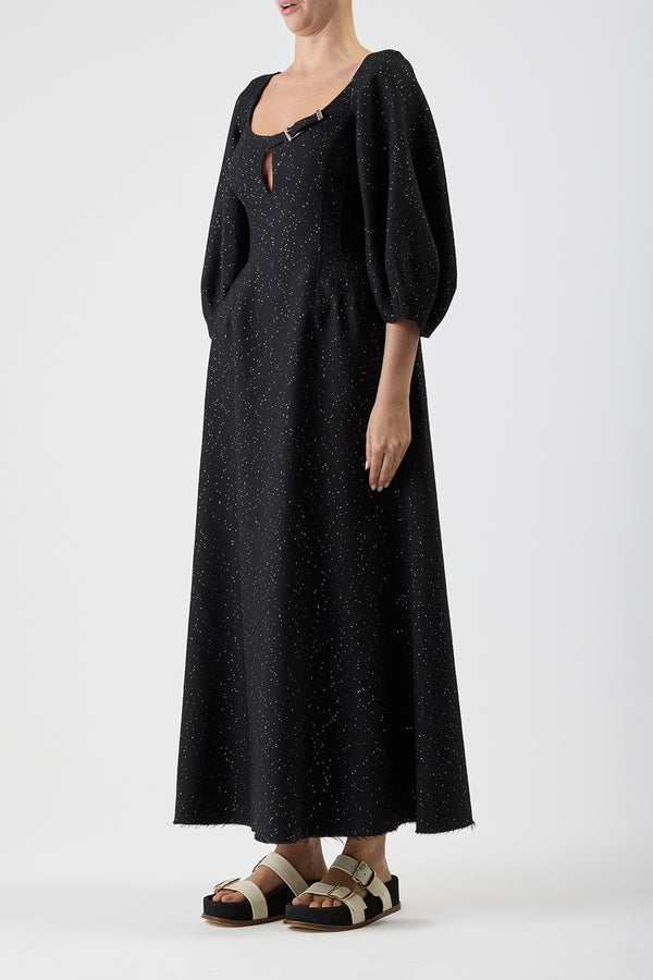 Gabriela Hearst Madyn Sequin Maxi Dress In Black Virgin Wool