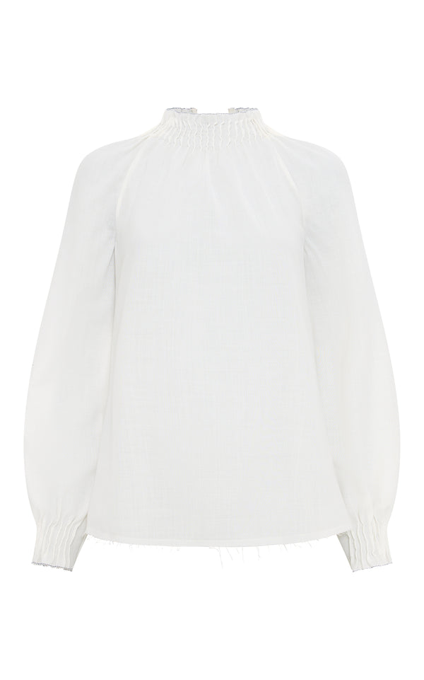 gabriela hearst Magnolia Top in Ivory Wool Cashmere Voile