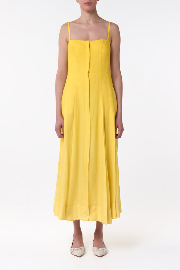 Gabriela Hearst Magritte Maxi Dress In Cadmium Yellow Cashmere Silk Herringbone