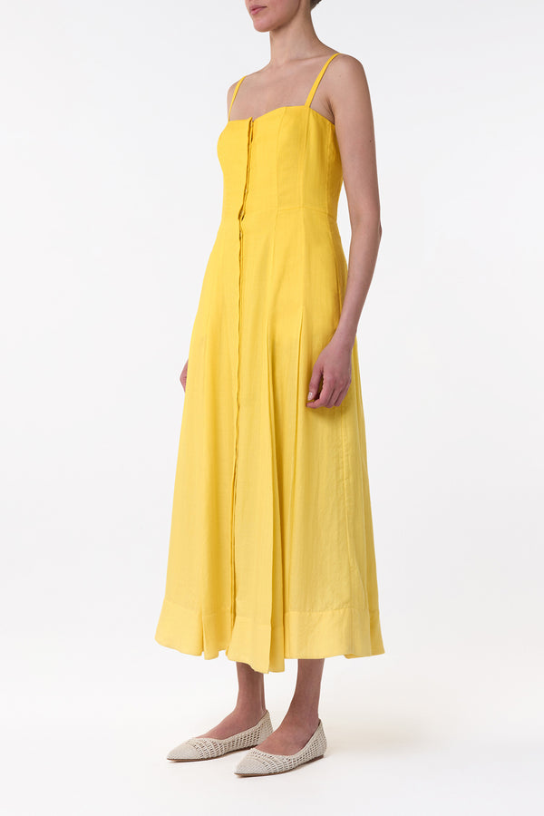 Gabriela Hearst Magritte Maxi Dress In Cadmium Yellow Cashmere Silk Herringbone