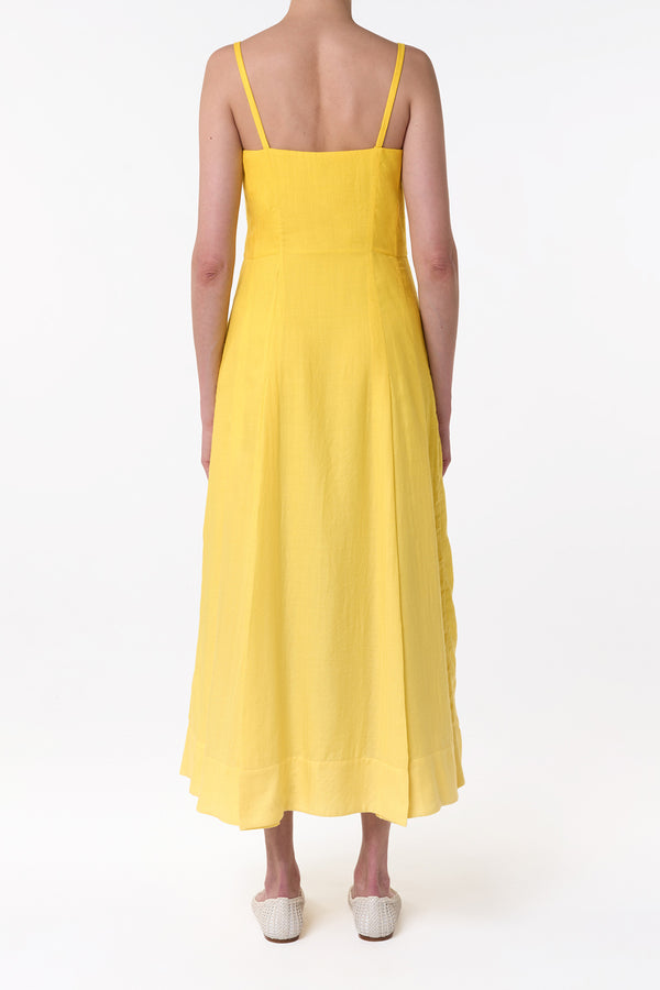 Gabriela Hearst Magritte Maxi Dress In Cadmium Yellow Cashmere Silk Herringbone
