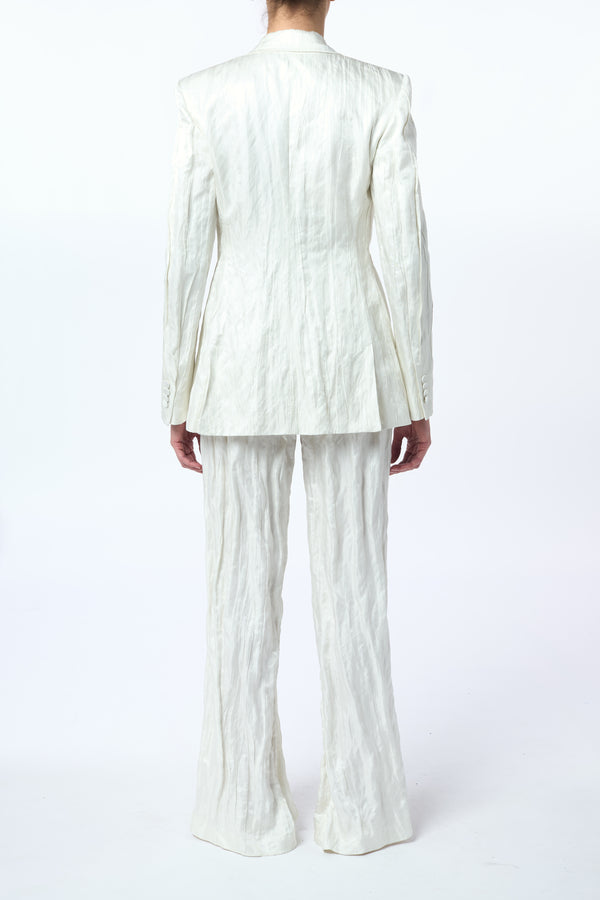 Gabriela Hearst Mairi Blazer In Ivory Metallic Crinkled Silk
