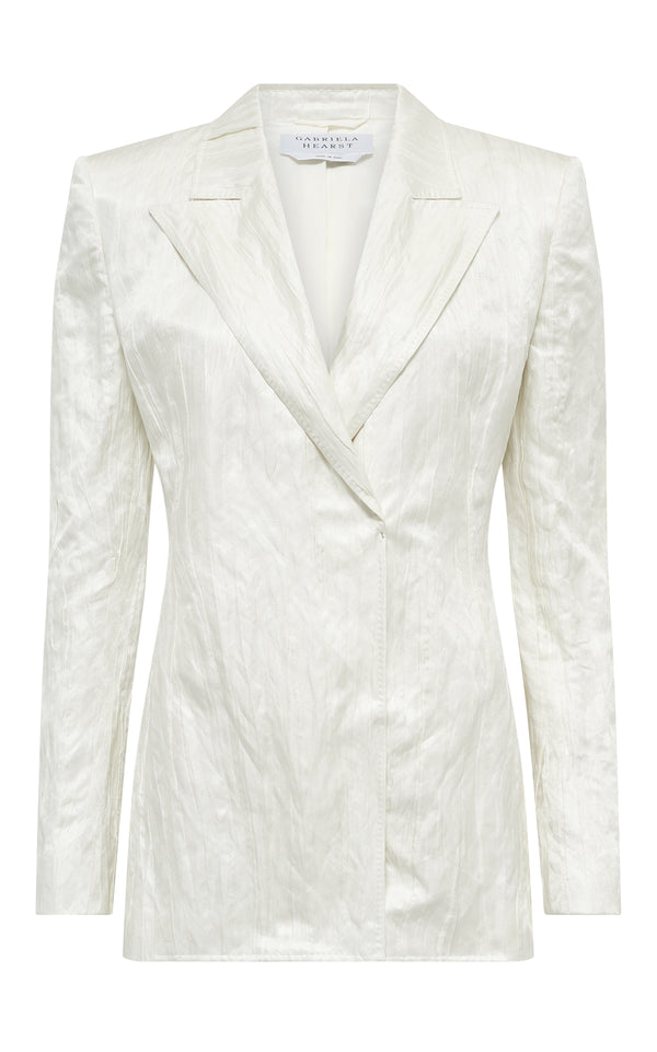 gabriela hearst Mairi Blazer in Ivory Metallic Crinkled Silk