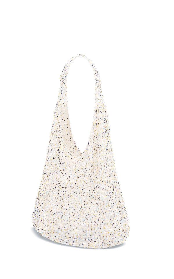 Gabriela Hearst Manasa Knit Hobo Bag In Ivory Multi Beaded Cashmere