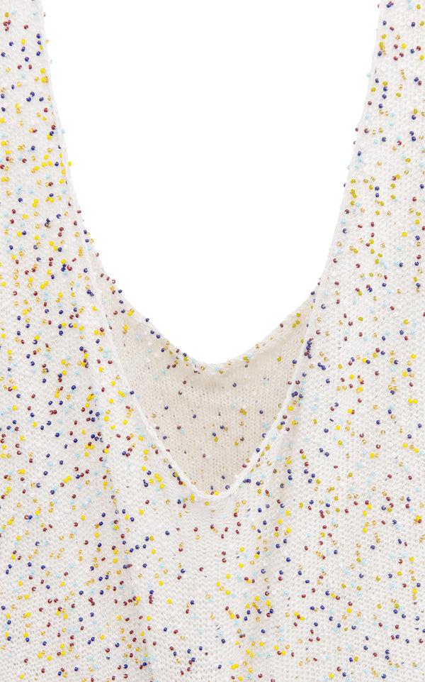 Gabriela Hearst Manasa Knit Hobo Bag In Ivory Multi Beaded Cashmere