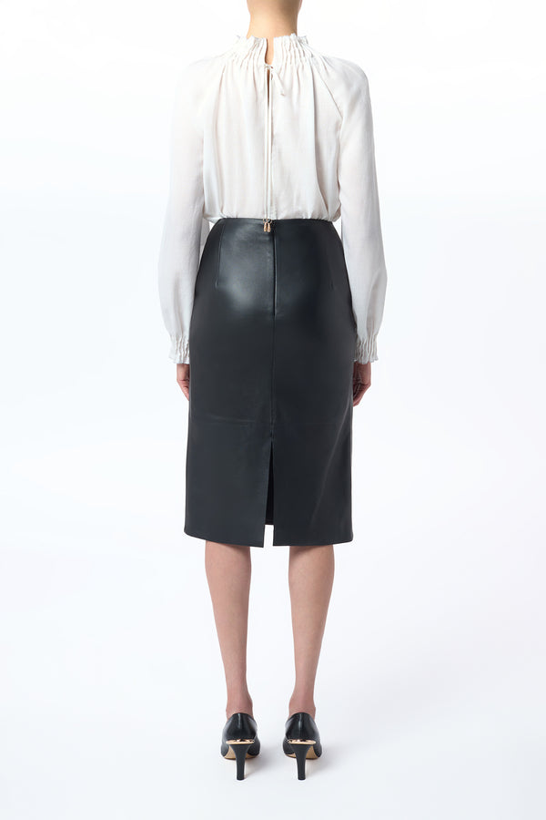 Gabriela Hearst Manuela Midi Skirt In Black Soft Leather