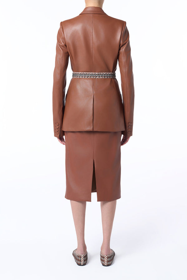 Gabriela Hearst Manuela Midi Skirt In Cognac Soft Leather