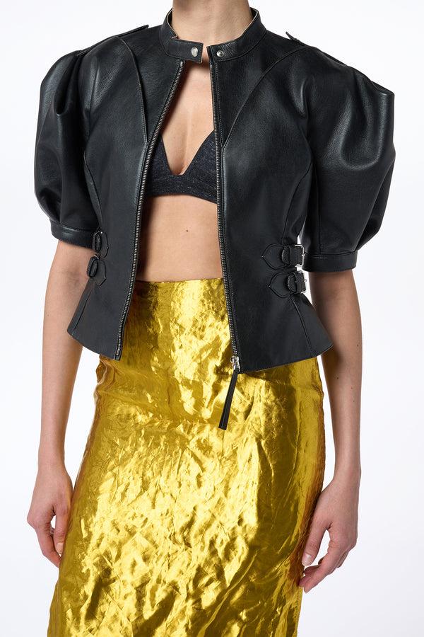 Gabriela Hearst Manuela Midi Skirt In Gold Metallic Silk