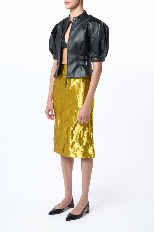 Gabriela Hearst Manuela Midi Skirt In Gold Metallic Silk