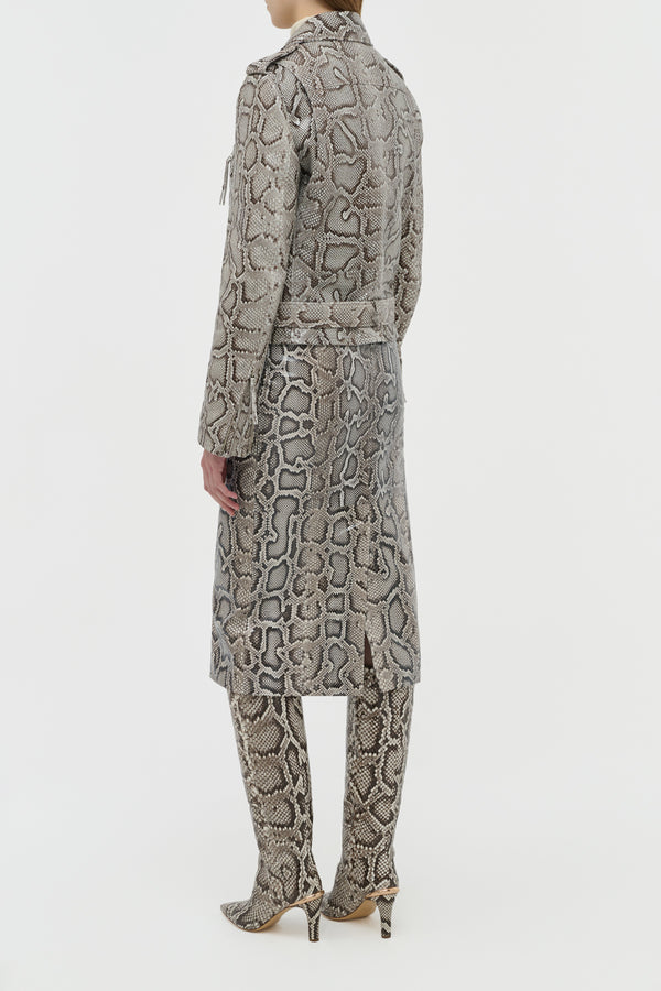 Gabriela Hearst Manuela Midi Skirt In Greyscale Inversa™ Snakeskin