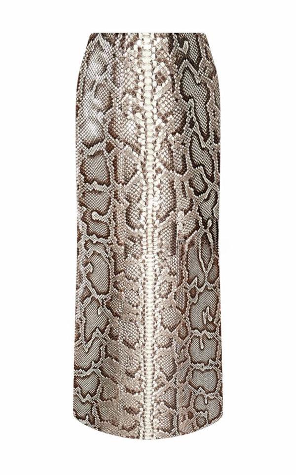 gabriela hearst Manuela Midi Skirt in Greyscale Inversa™ Snakeskin