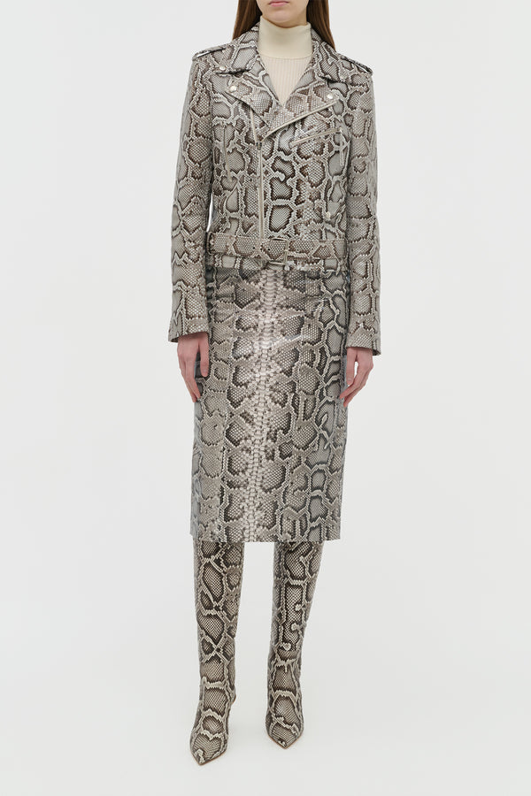 Gabriela Hearst Manuela Midi Skirt In Greyscale Inversa™ Snakeskin