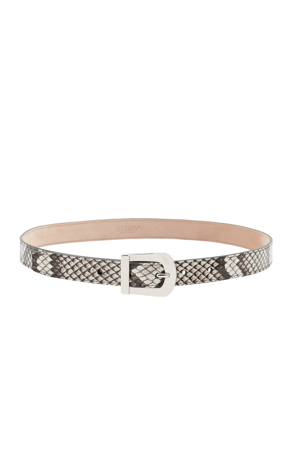 gabriela hearst Marija Buckle Belt in Black & White Inversa™ Snakeskin