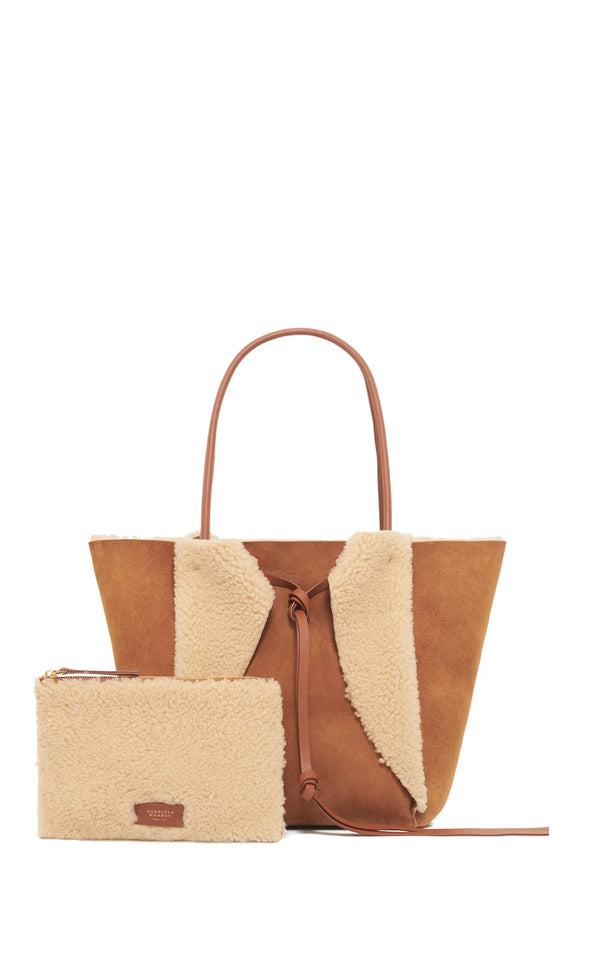 Gabriela Hearst Marija Tote Bag In Cognac Shearling