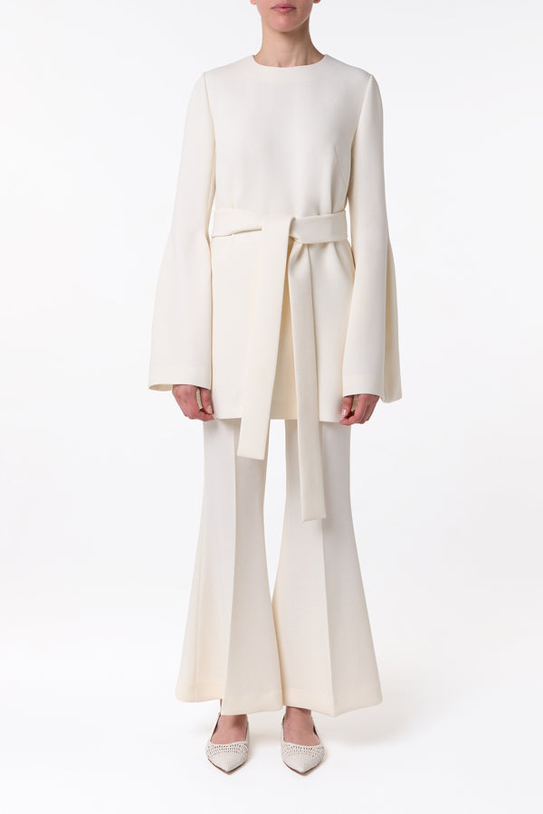 Gabriela Hearst Marsh Flare Cropped Pant In Ivory Wool Crepe