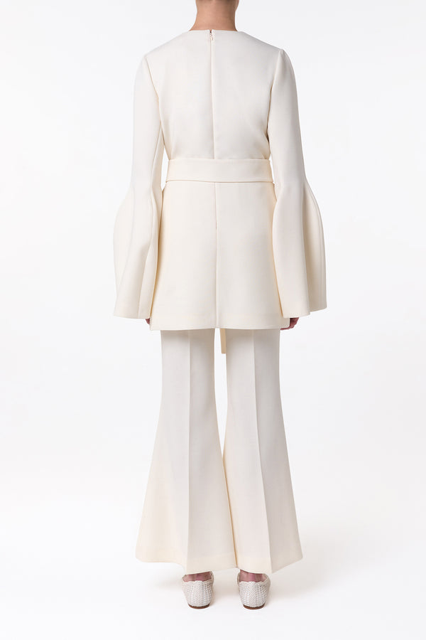 Gabriela Hearst Marsh Flare Cropped Pant In Ivory Wool Crepe