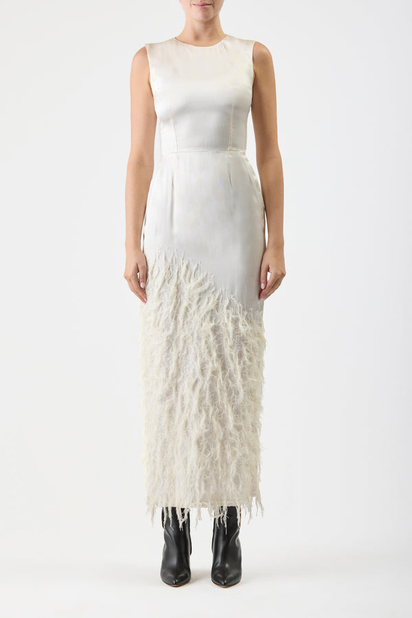 Gabriela Hearst Maslow Feather Maxi Dress In Ivory Silk Satin