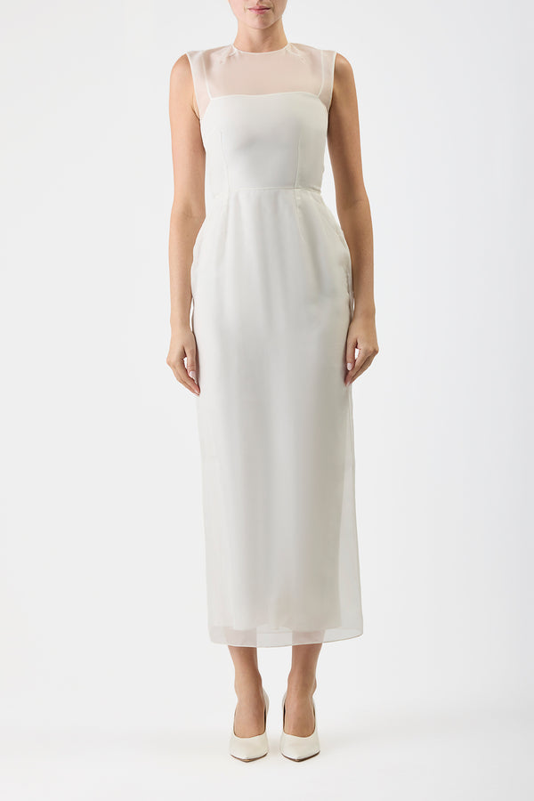 Gabriela Hearst Maslow Sheer Maxi Dress With Slip In Ivory Silk Organza