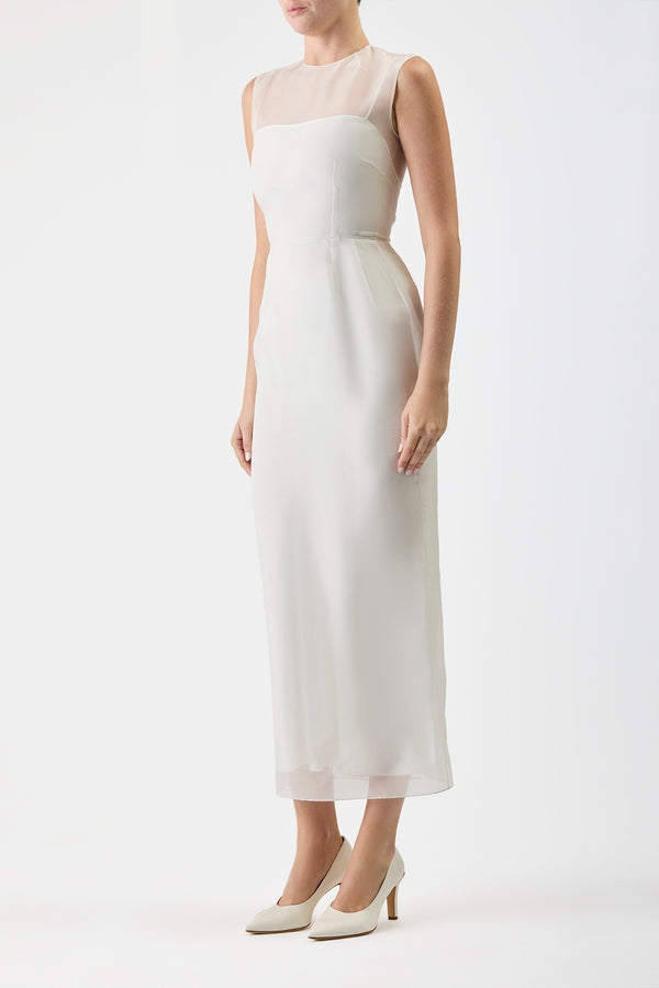 Gabriela Hearst Maslow Sheer Maxi Dress With Slip In Ivory Silk Organza