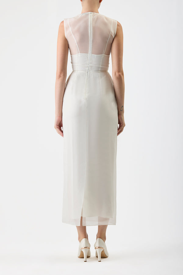 Gabriela Hearst Maslow Sheer Maxi Dress With Slip In Ivory Silk Organza