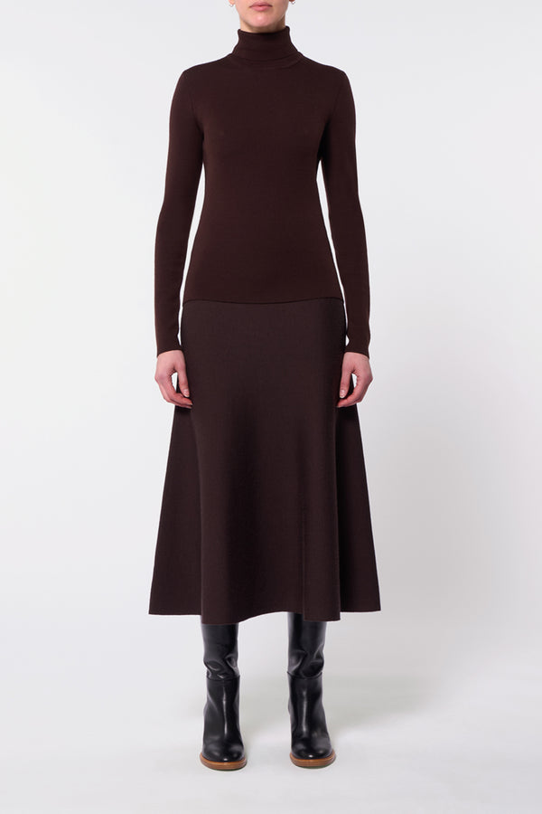 Gabriela Hearst May Knit Turtleneck In Chocolate Merino Wool Cashmere
