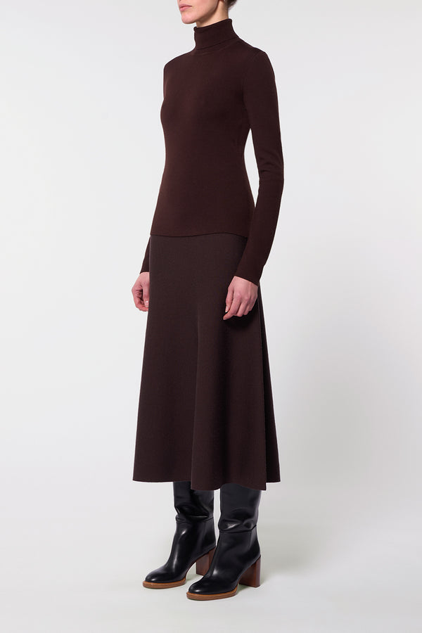 Gabriela Hearst May Knit Turtleneck In Chocolate Merino Wool Cashmere