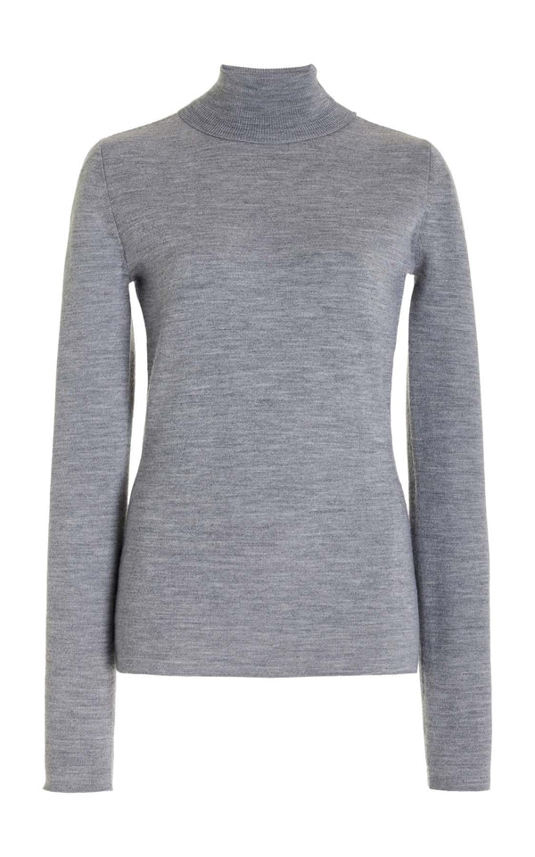 gabriela hearst May Knit Turtleneck in Heather Grey Merino Wool Cashmere