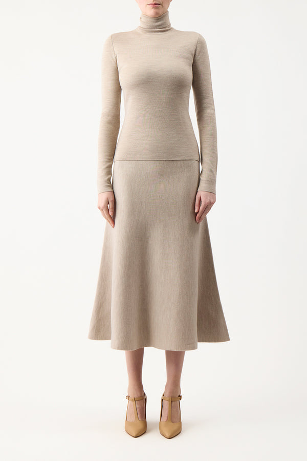 Gabriela Hearst May Knit Turtleneck In Oatmeal Merino Wool Cashmere