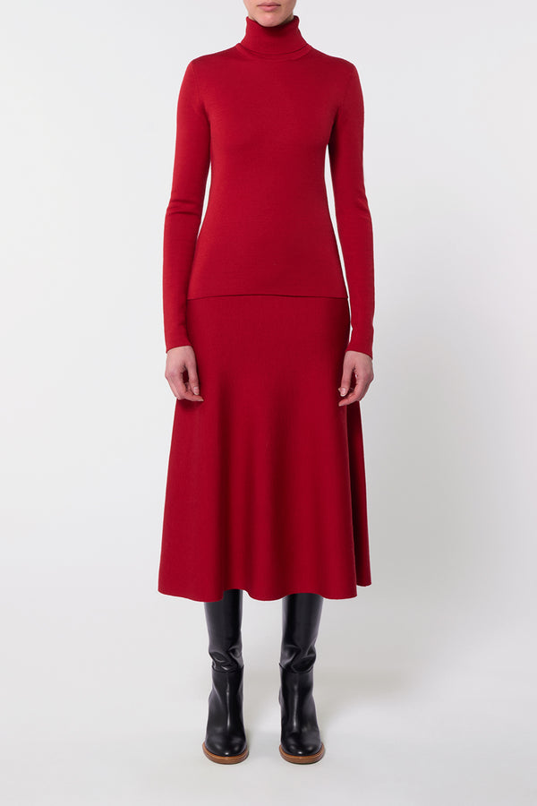 Gabriela Hearst May Knit Turtleneck In Scarlet Red Merino Wool Cashmere