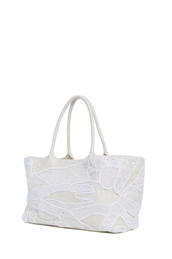Gabriela Hearst Mcewan Tote Bag In Ivory Leather With Cotton Macrame